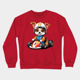 Cute Dog in Race Car Illustration Crewneck Sweatshirt